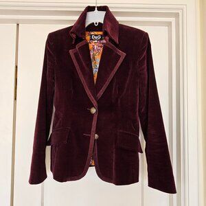 Dolce & Gabbana burgundy corduroy velvet blazer